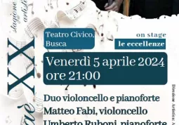 Venerdì 5 aprile alle ore 21  al Teatro Civico il Duo violoncello e pianoforte Matteo Fabi e  Umberto Ruboni: la grande tradizione cameristica ottocentesca di Beethoven, Brahms e Grieg